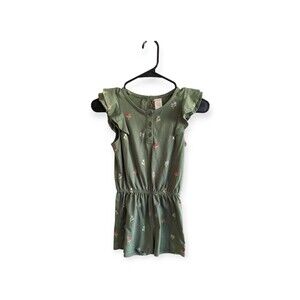 Gymboree Girls M (7-8) Green Floral Print Romper